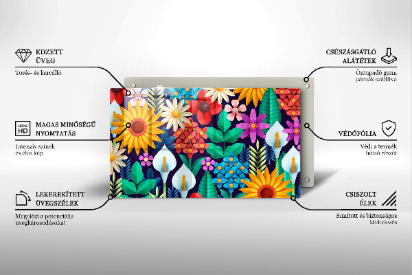 Tagliere in vetro temperato Illustrazione del prato dei fiori