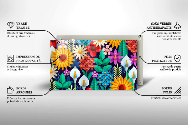 Tagliere in vetro temperato Illustrazione del prato dei fiori