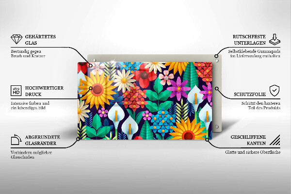 Tagliere in vetro temperato Illustrazione del prato dei fiori