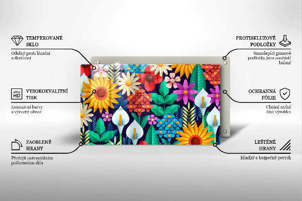 Tagliere in vetro temperato Illustrazione del prato dei fiori