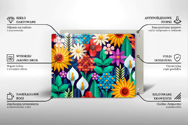 Tagliere in vetro temperato Illustrazione del prato dei fiori