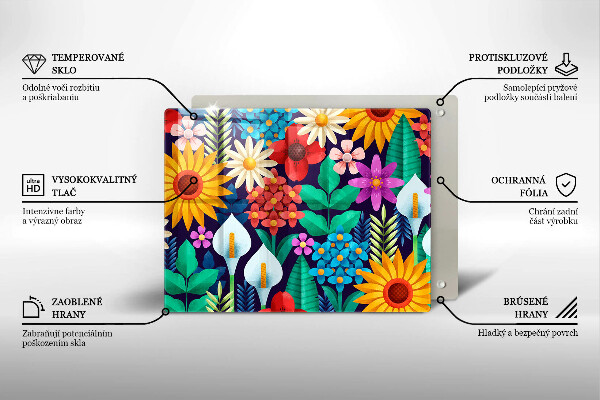 Tagliere in vetro temperato Illustrazione del prato dei fiori