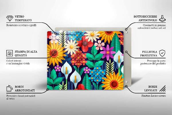 Tagliere in vetro temperato Illustrazione del prato dei fiori