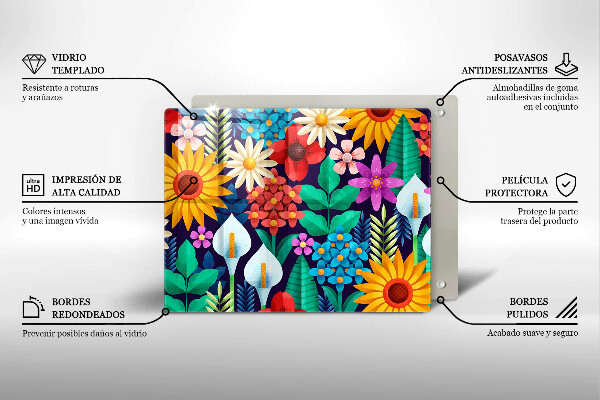 Tagliere in vetro temperato Illustrazione del prato dei fiori