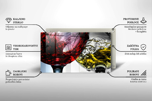 Tagliere in vetro Bicchieri di vino