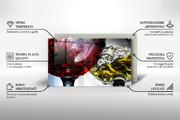 Tagliere in vetro Bicchieri di vino