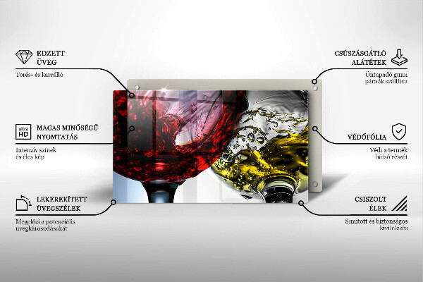 Tagliere in vetro Bicchieri di vino