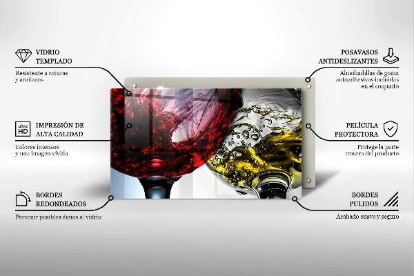 Tagliere in vetro Bicchieri di vino