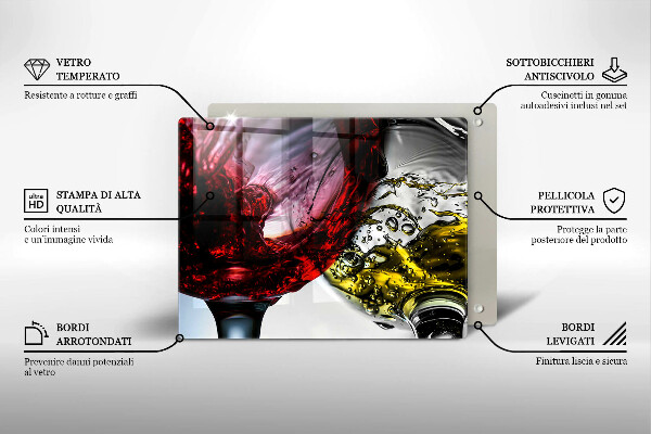 Tagliere in vetro Bicchieri di vino