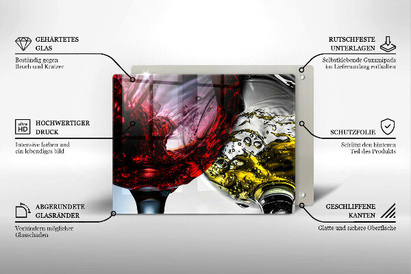 Tagliere in vetro Bicchieri di vino