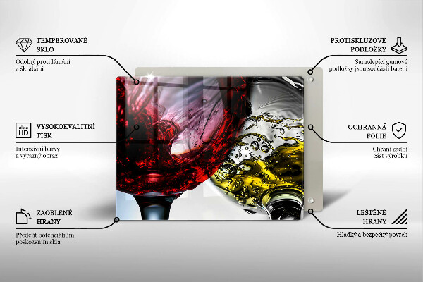 Tagliere in vetro Bicchieri di vino