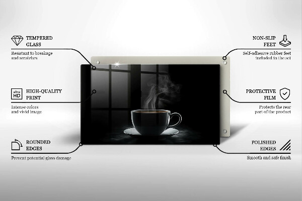 Tagliere in vetro Tazza di caffè calda