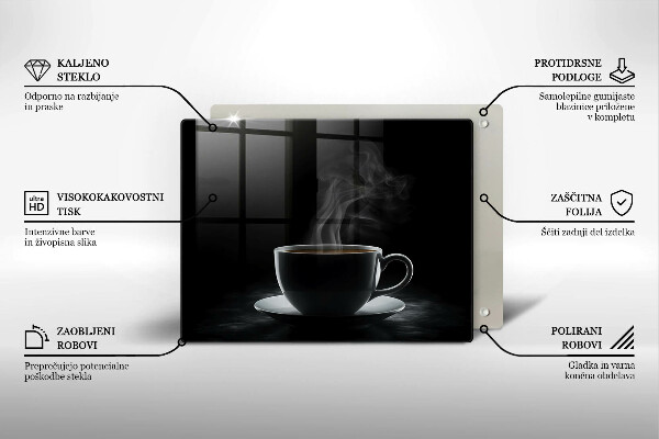 Tagliere in vetro Tazza di caffè calda