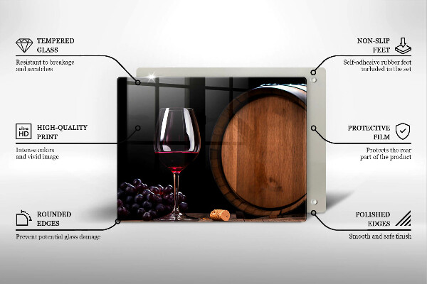 Tagliere in vetro Bicchiere da vino a botte