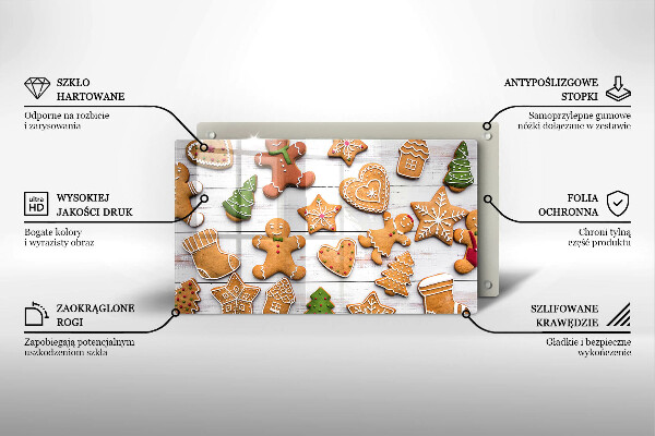 Tagliere in vetro Pan di zenzero di Natale