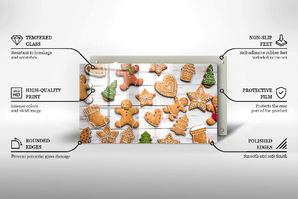 Tagliere in vetro Pan di zenzero di Natale