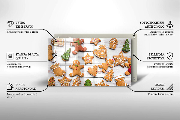Tagliere in vetro Pan di zenzero di Natale