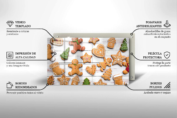 Tagliere in vetro Pan di zenzero di Natale