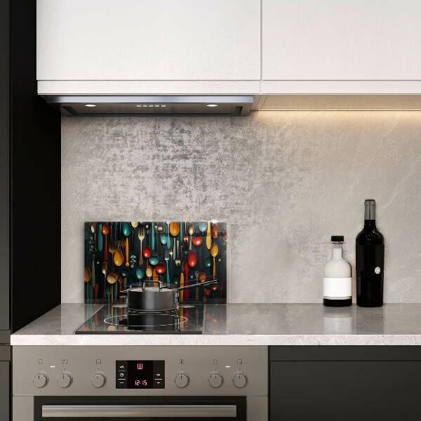 Tagliere in vetro Cucchiai e forchette colorati