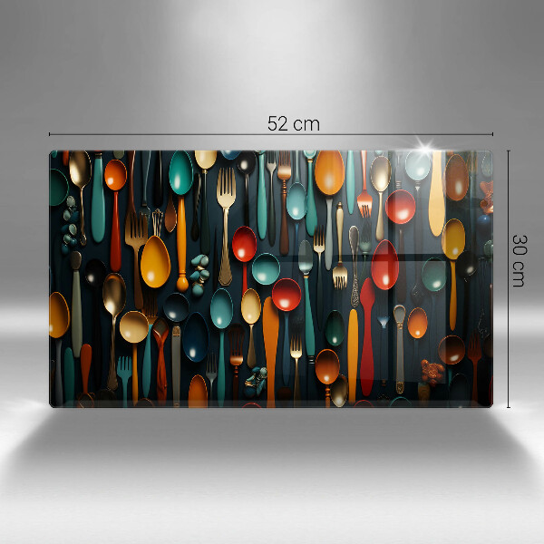 Tagliere in vetro Cucchiai e forchette colorati