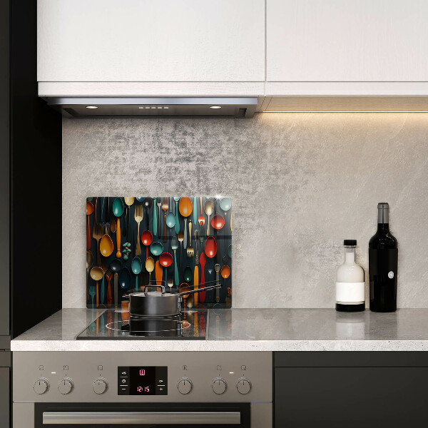 Tagliere in vetro Cucchiai e forchette colorati