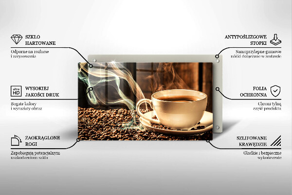 Tagliere in vetro Tazza e chicchi di caffè