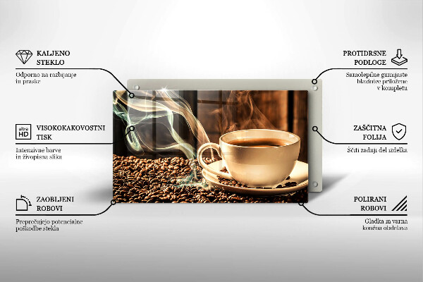 Tagliere in vetro Tazza e chicchi di caffè