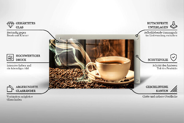 Tagliere in vetro Tazza e chicchi di caffè