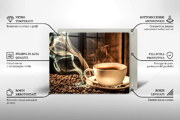 Tagliere in vetro Tazza e chicchi di caffè