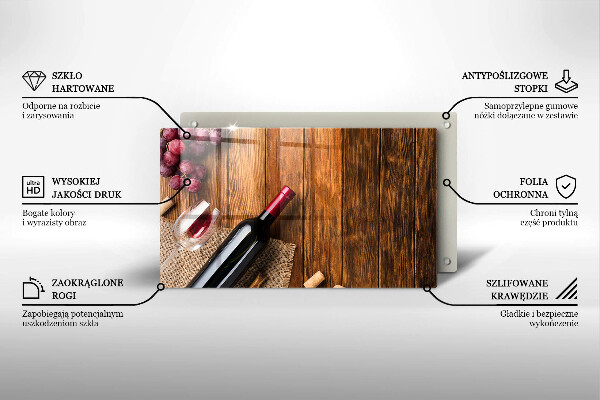 Tagliere in vetro Una bottiglia di vino rosso