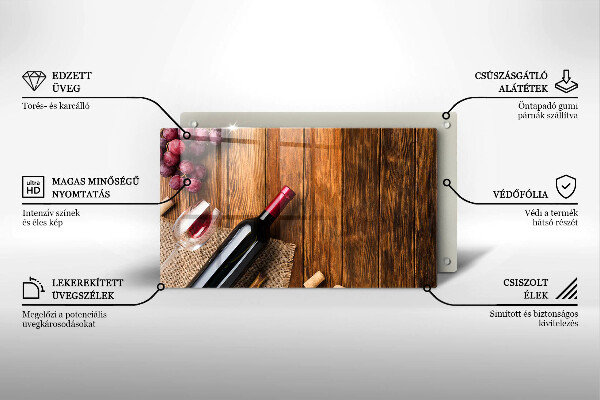 Tagliere in vetro Una bottiglia di vino rosso