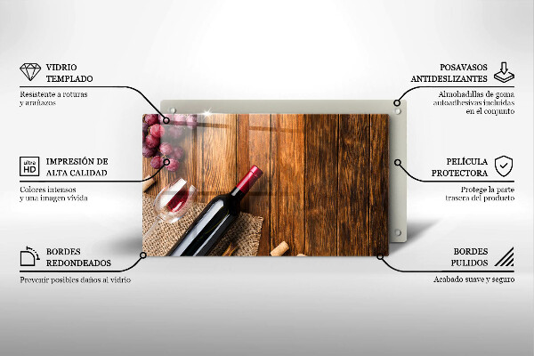 Tagliere in vetro Una bottiglia di vino rosso