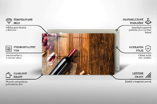 Tagliere in vetro Una bottiglia di vino rosso