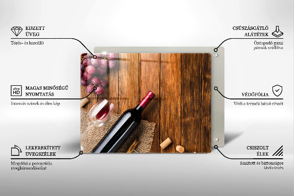 Tagliere in vetro Una bottiglia di vino rosso