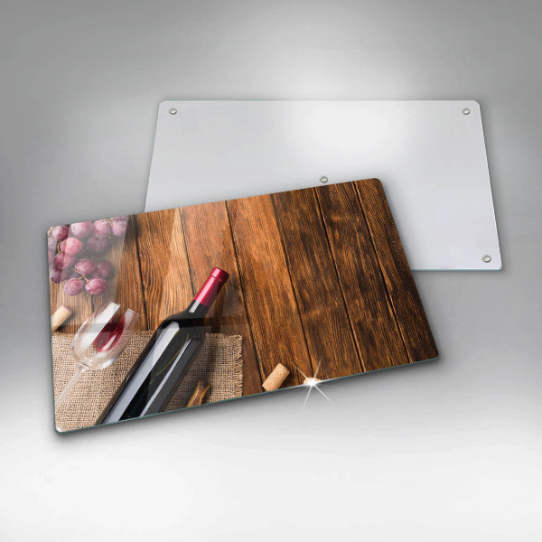 Tagliere in vetro Una bottiglia di vino rosso