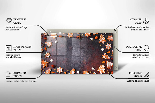 Tagliere in vetro Natale di pan di zenzero