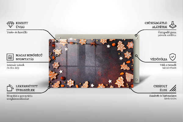 Tagliere in vetro Natale di pan di zenzero