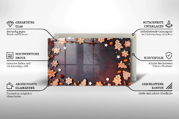 Tagliere in vetro Natale di pan di zenzero