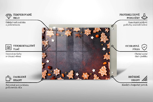 Tagliere in vetro Natale di pan di zenzero