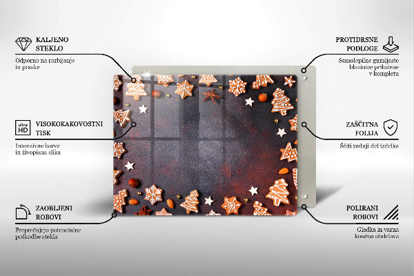 Tagliere in vetro Natale di pan di zenzero