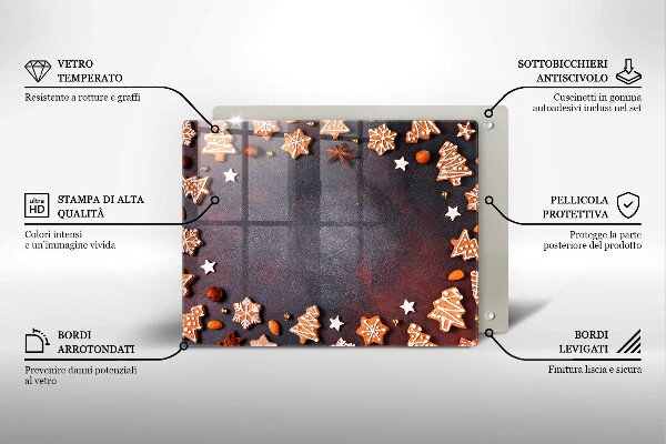 Tagliere in vetro Natale di pan di zenzero