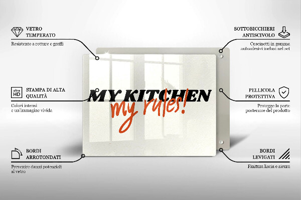 Tagliere in vetro My kitchen my rules