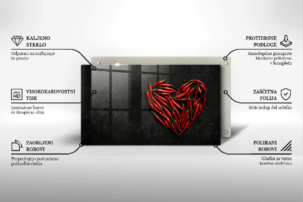 Tagliere in vetro Cuore di peperoncino