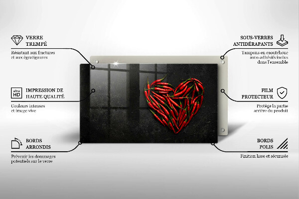 Tagliere in vetro Cuore di peperoncino