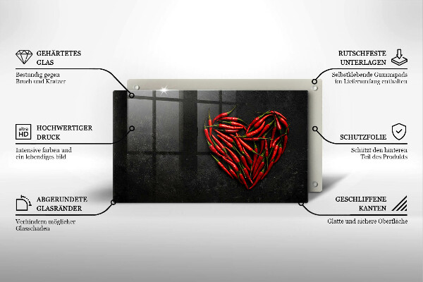 Tagliere in vetro Cuore di peperoncino