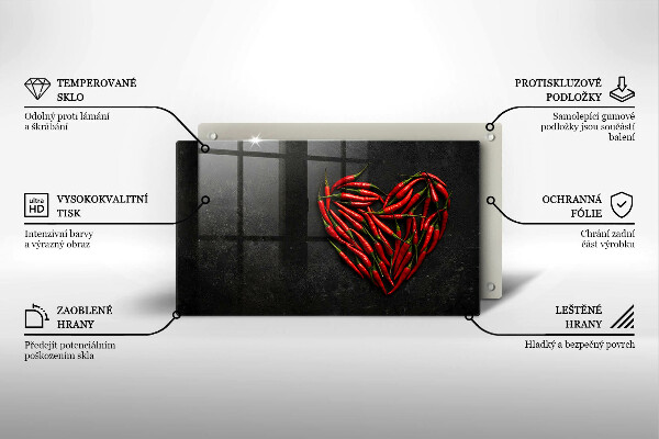 Tagliere in vetro Cuore di peperoncino