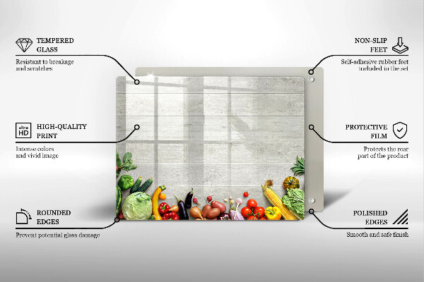 Tagliere in vetro Verdure su tavole