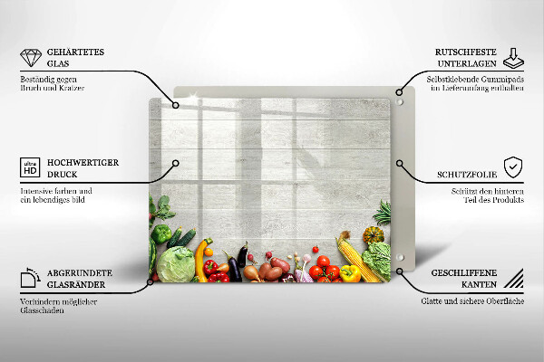 Tagliere in vetro Verdure su tavole