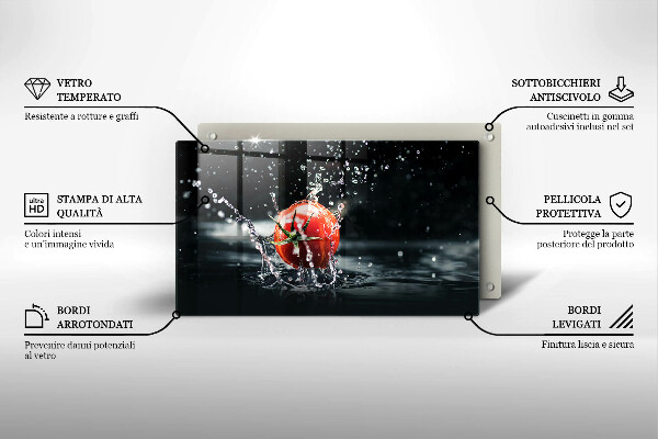 Tagliere in vetro Pomodoro in acqua