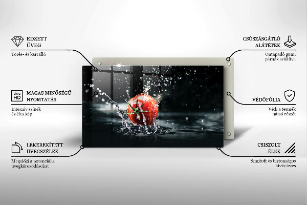 Tagliere in vetro Pomodoro in acqua